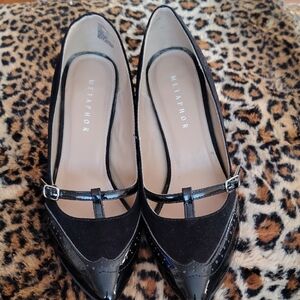 Metaphor Black Glossy Heels with Elegant Strap